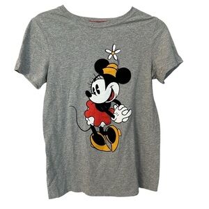 Disney Minnie Mouse Gray Short Sleeve Cotton Graphic T-Shirt Size M GUC